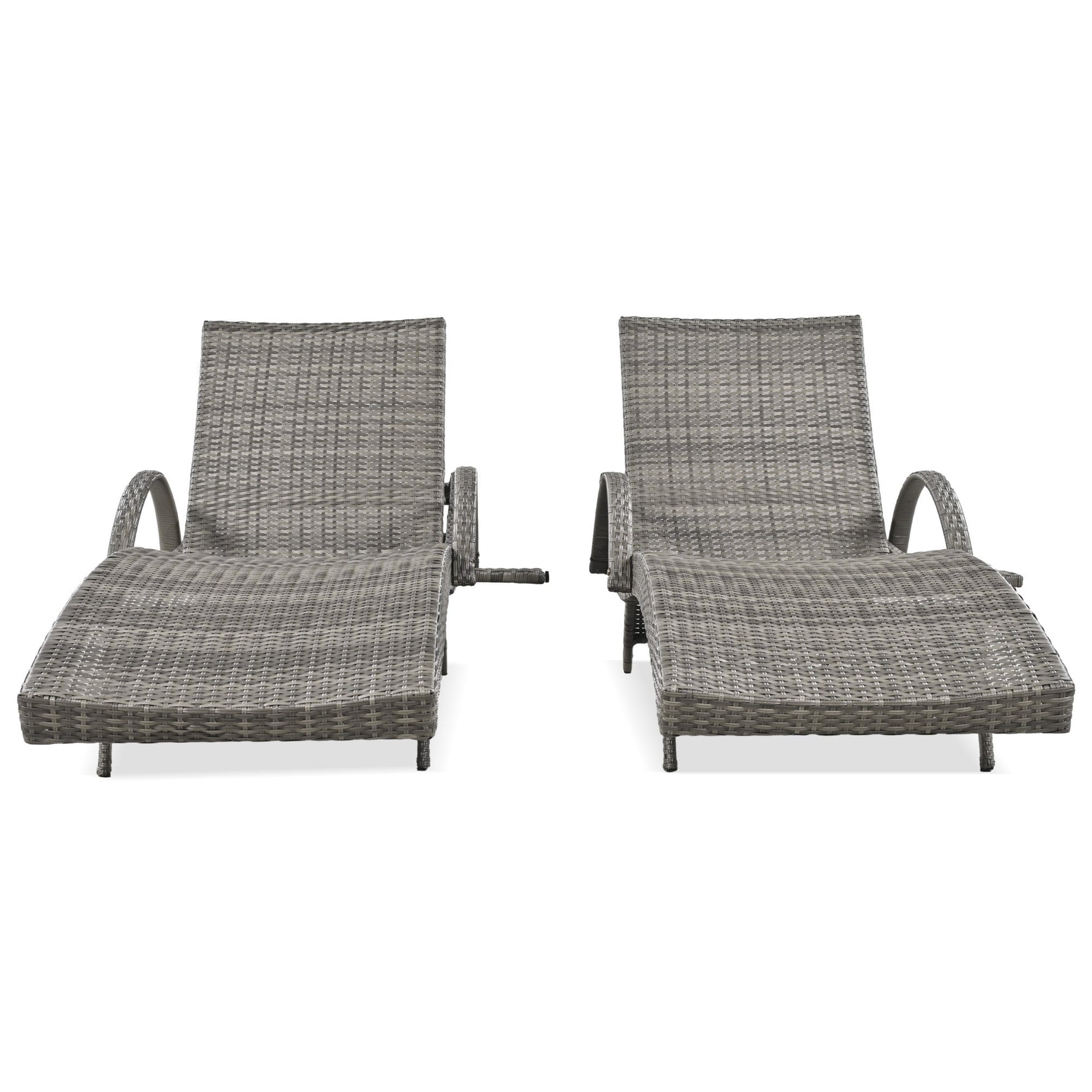 K&K 80" Outdoor Wicker Chaise Lounge Chairs Set of 2