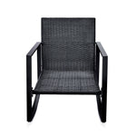 3 Pieces Patio Bistro Set Outdoor Rocking Chair with Blue Cushion for Yard Garden Poolside