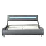 Queen Size Upholstered Platform Bed Frame with LED Lighting
