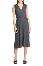 Vince V Neck Pleated Dress Tide Pool Size Medium