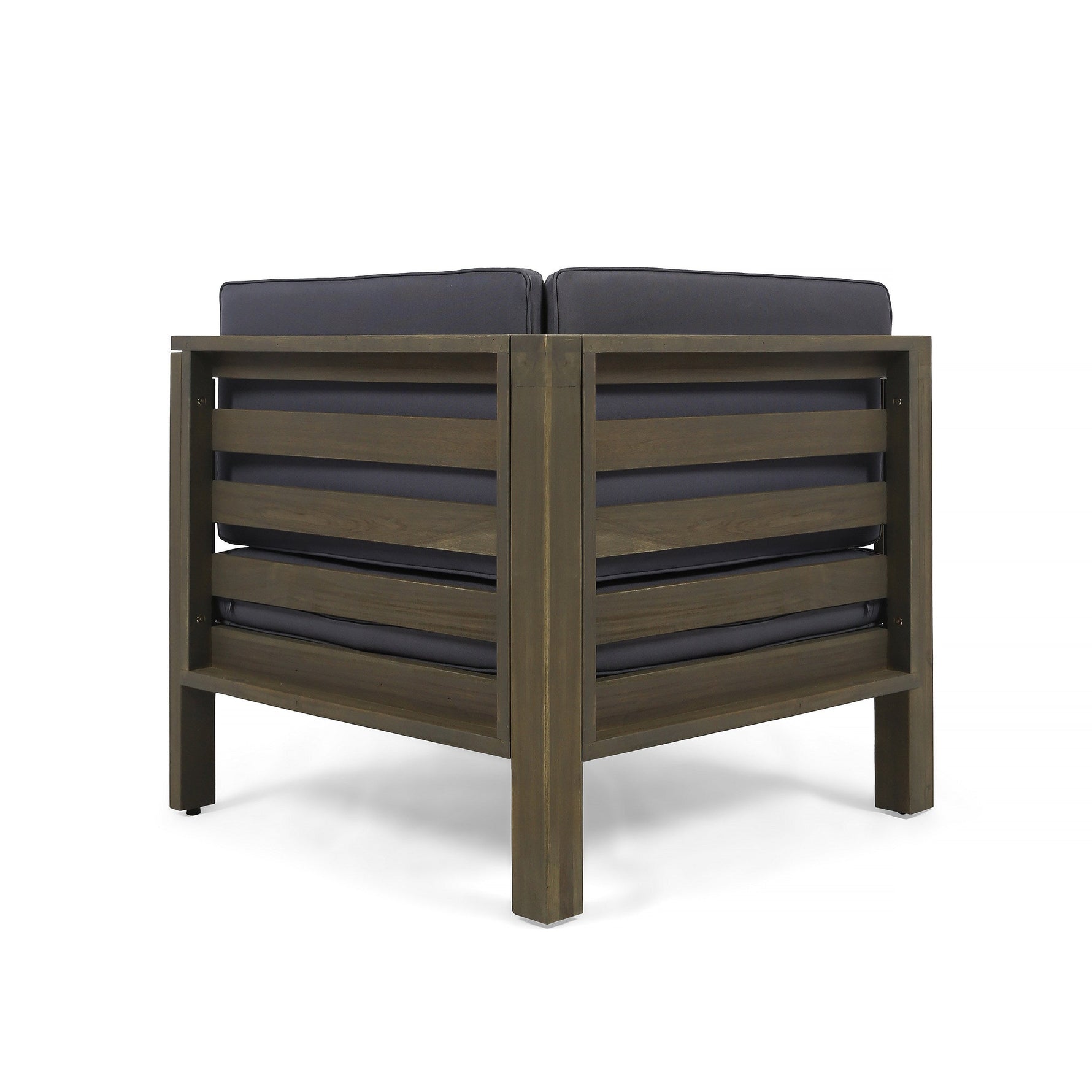 Oana Outdoor Wooden Sectional Set with Cushions, Dark Grey