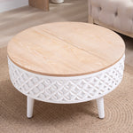 Round Coffee Table with Lift-Top Storage