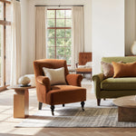 Eloise 30' Pleated Sock Arm Accent Armchair, Burnt Orange Performance Velvet