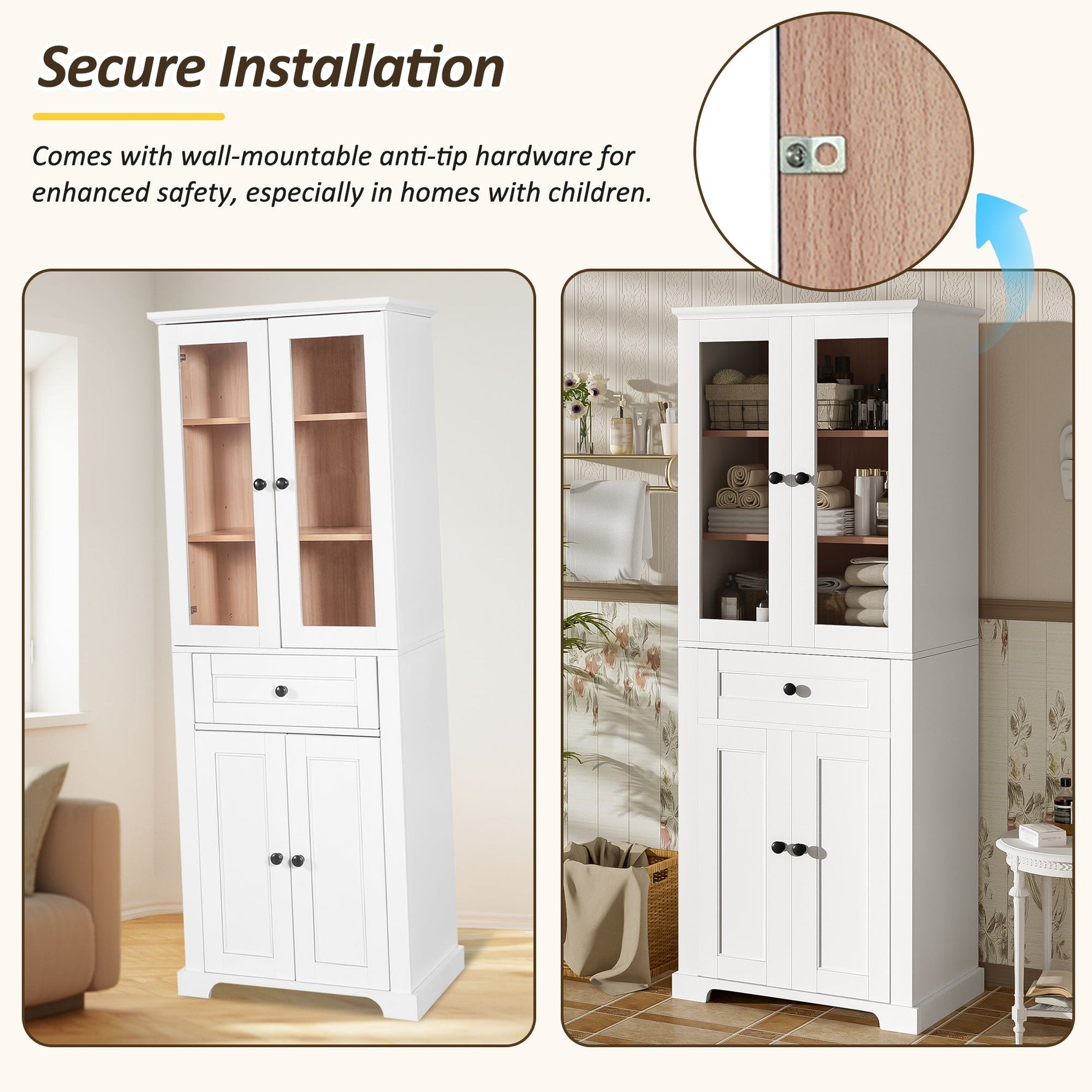 67.2' Tall Bathroom Storage Cabinet