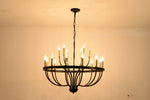 15-Light Industrial Iron Candle Chandelier Modern Farmhouse Pendant Light