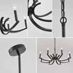 8-Light Farmhouse Chandelier, Black Metal
