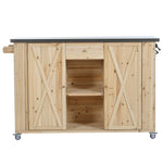 Outdoor Kitchen Island Fir Wood Kitchen Island with Stainless Steel Top