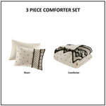 3 Piece Cotton and Flax Linen Blend Comforter Set Natural Full/Queen