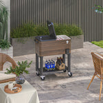 Outsunny Outdoor Cooler Cart, Rolling Beverage Ice Chest