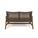 Hampton Outdoor Acacia Wood Wicker Loveseat