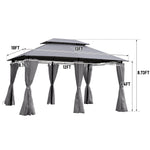 13x10 Ft Outdoor Patio Gazebo Canopy Tent with Ventilated Double Roof and Side Wall