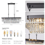 Rectangular Crystal Chandelier Adjustable