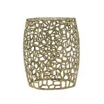 Aluminum Drum End Table with Intricate Design in Gold
