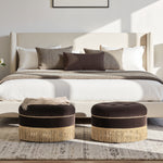 Yolanda 24" Round Upholstered Accent Ottoman - Deep Brown Velvet