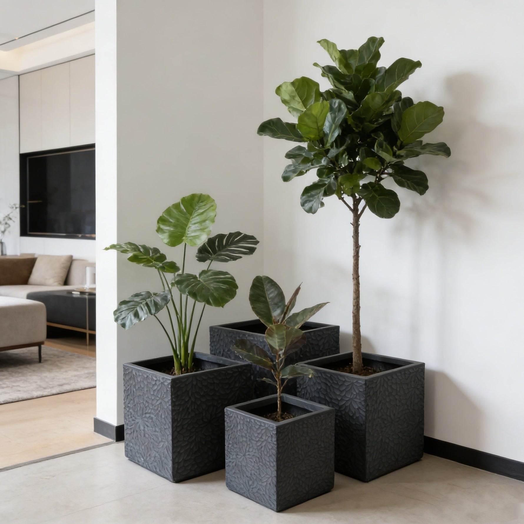Large Outdoor Indoor Magnesium Oxide Planter Set of 4