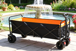 Big Large Capacity Folding Wagon Cart with Extender (Black + Orange)