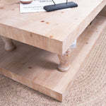 Rustic Solid Wood Coffee Table with Open Shelf – 47.2"
