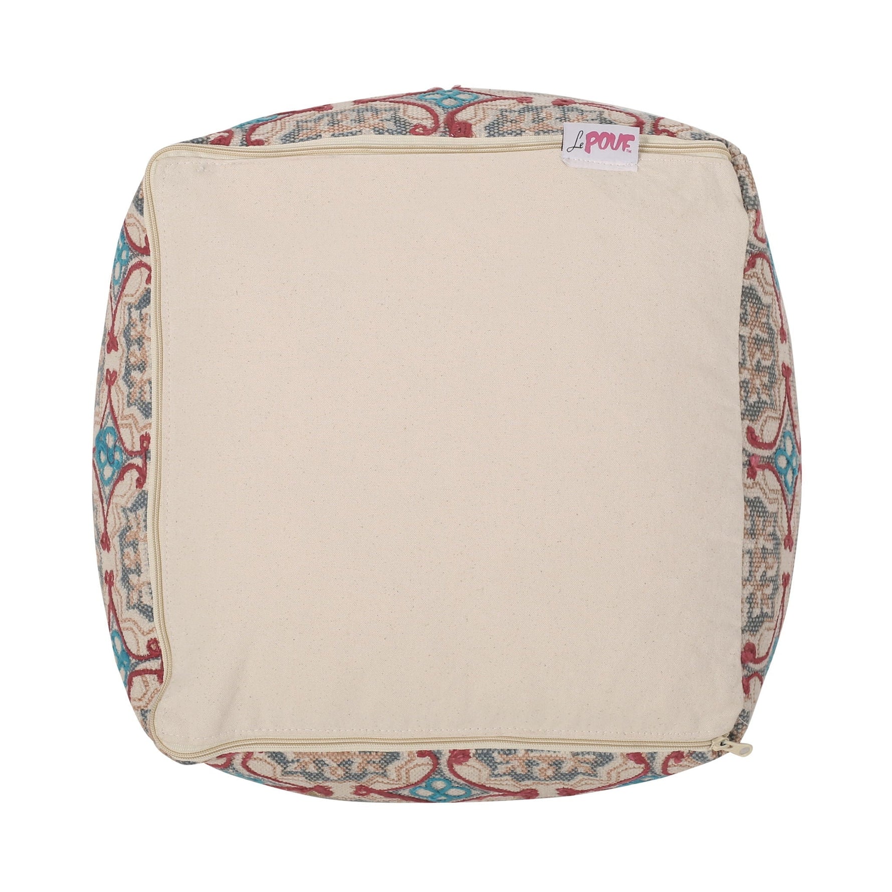 Amelia Handcrafted Fabric Pouf Rustic Elegance Multicolored