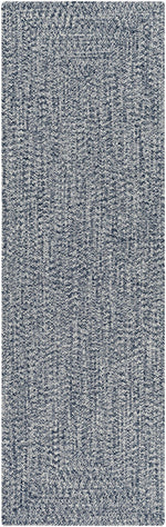 Blue Braided Faux Jute Outdoor Rug