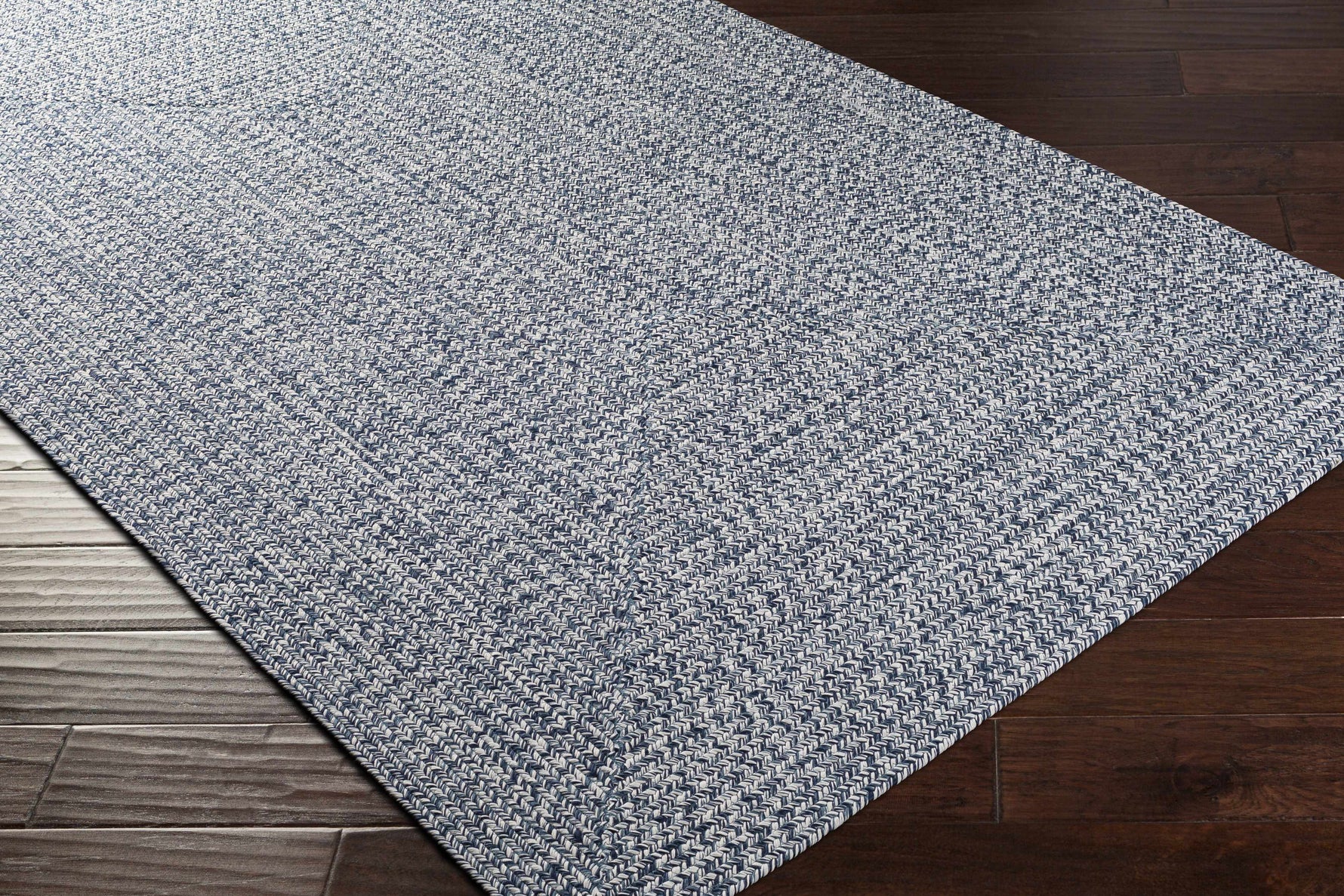Blue Braided Faux Jute Outdoor Rug