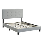 Full Size Upholstered Platform Bed Frame With Tufted Headboard - Gray