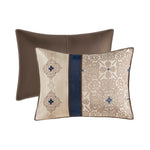 King 7 Piece Jacquard Comforter Set with Throw Pillows