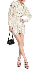 ASOS DESIGN Embellished Long Sleeve Structured Minidress
