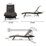 Mysticism Outdoor Chaise Lounge with Adjustable Backrest and Foldable Legs