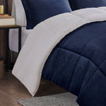 Full/Queen Plush to Sherpa Down Alternative Comforter Set