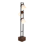 Bento 67.5' Contemporary Metal Floor Lamp in Black Metal and Walnut Wood with White Shade