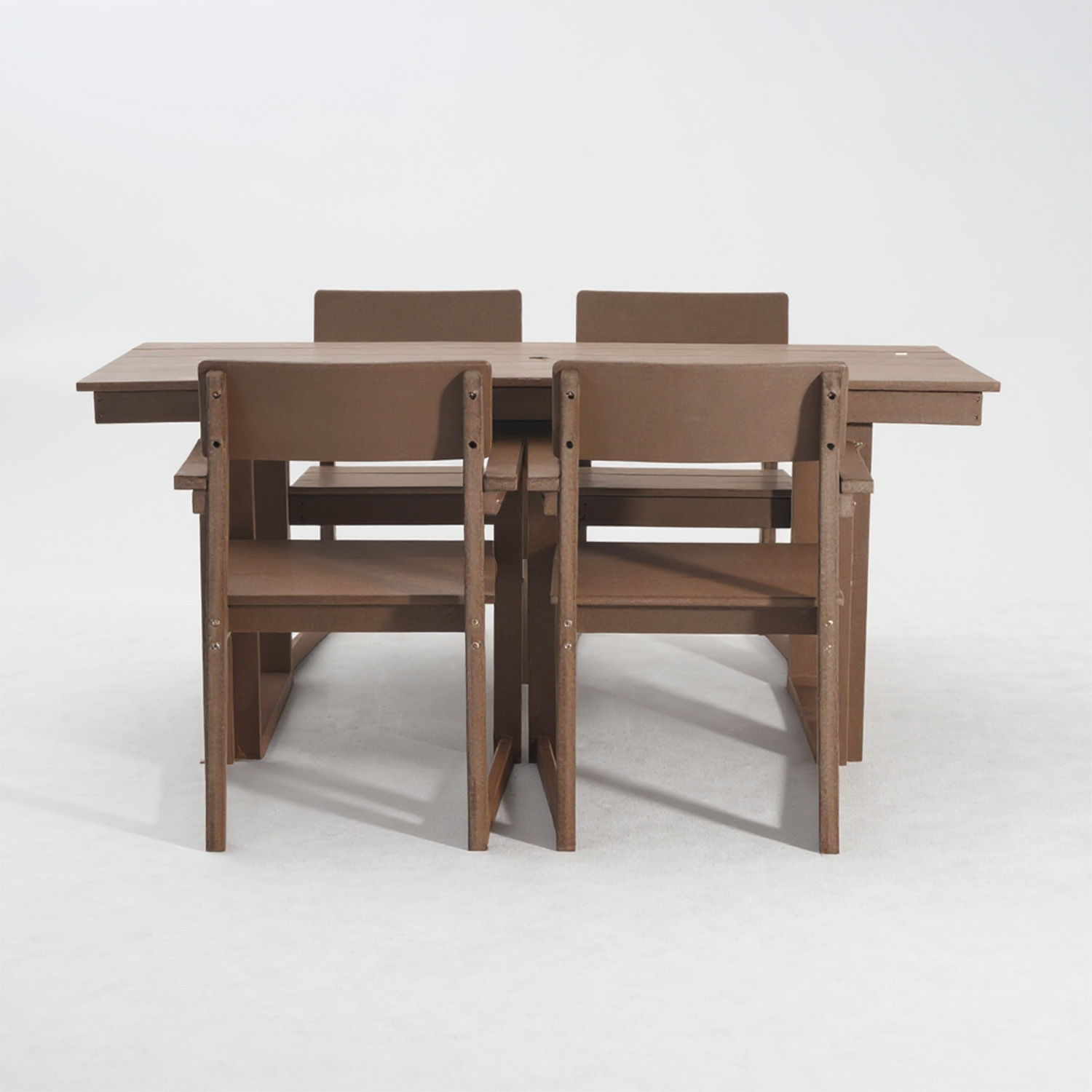 5 Piece Outdoor Dining Set with Umbrella Hole and 4 Armrest Chairs