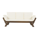 TOPMAX Outdoor Adjustable Patio Wooden Daybed Sofa Chaise Lounge