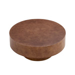 31.49'' Faux Burl Wood Pattern Round Coffee Table with Sturdy Pedestal