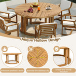 TREXM Patio Dining Table Set for 6 with Umbrella Hole