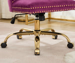 Office Chair Modern Velvet Upholstered Tufted Button (Purple)