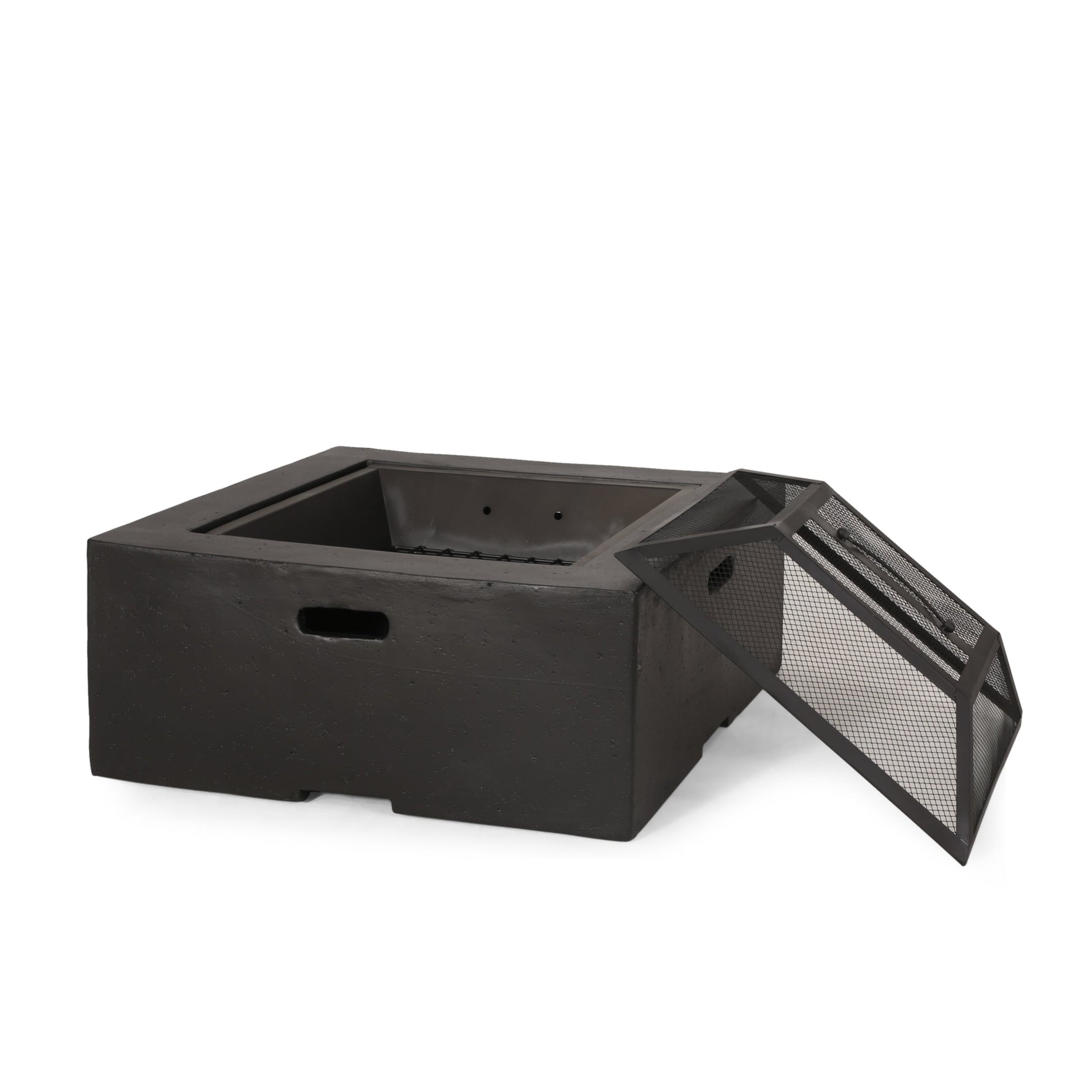 Outdoor 29' Square MgO Wood-Burning Fire Pit, Dark Gray