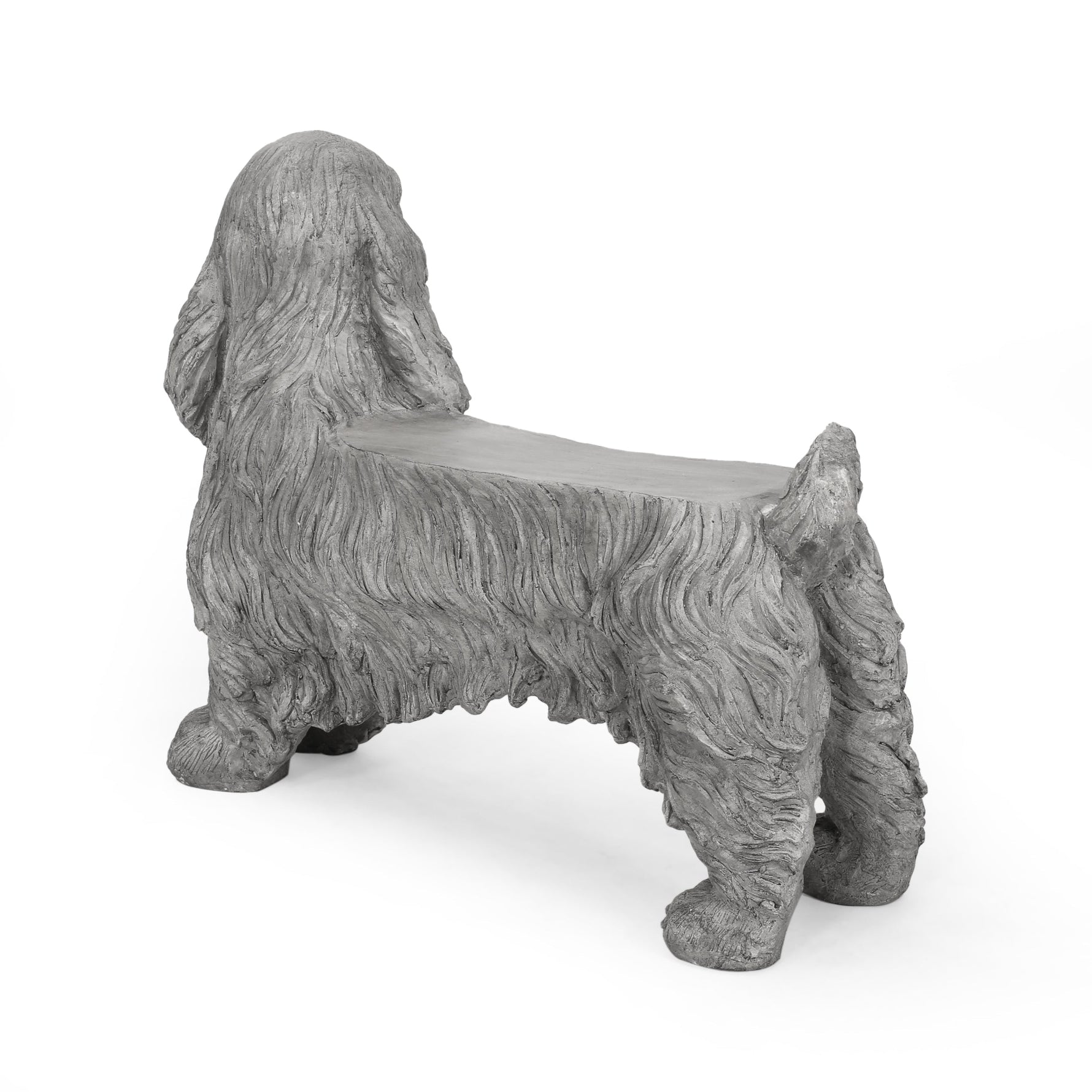 Charming Cocker Spaniel Dog Statue Bench Gray Magnesium Oxide