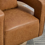 28.9"W Swivel Accent Open Back Barrel Chair in Brown PU