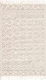Ramsbury Beige Trellis Wool Rug