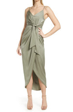 Shona Joy Luxe Tie Front Cocktail Dress Eucalyptus Size 12