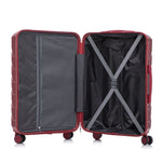Set 3PCs 20'/24'/28' ABS Spinner Wheel Luggage Wine Red