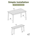 Go 3-Piece Acacia Wood Table Bench Dining Set