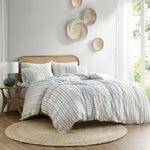 King/Cal King Cotton Printed Duvet Cover Set with Chenille