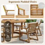 TREXM Patio Dining Table Set for 6 with Umbrella Hole