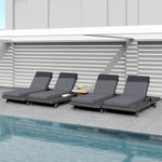 Lounge Chaise Set in Black Acacia Wood with Water-Resistant Cushions