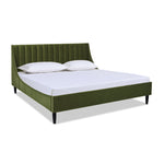 Aspen Vertical Tufted Headboard Platform Bed Set, King, Olive Green Performance Velvet