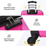Hardshell Luggage Sets 2 Pieces + Bag Spinner Suitcase With TSA Lock Lightweight 20" / 28" - Pink
