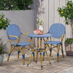 Outdoor PE Rattan and Aluminum 3 Piece French Bistro Set