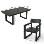 5 Piece Outdoor Dining Set with Umbrella Hole and 4 Armrest Chairs