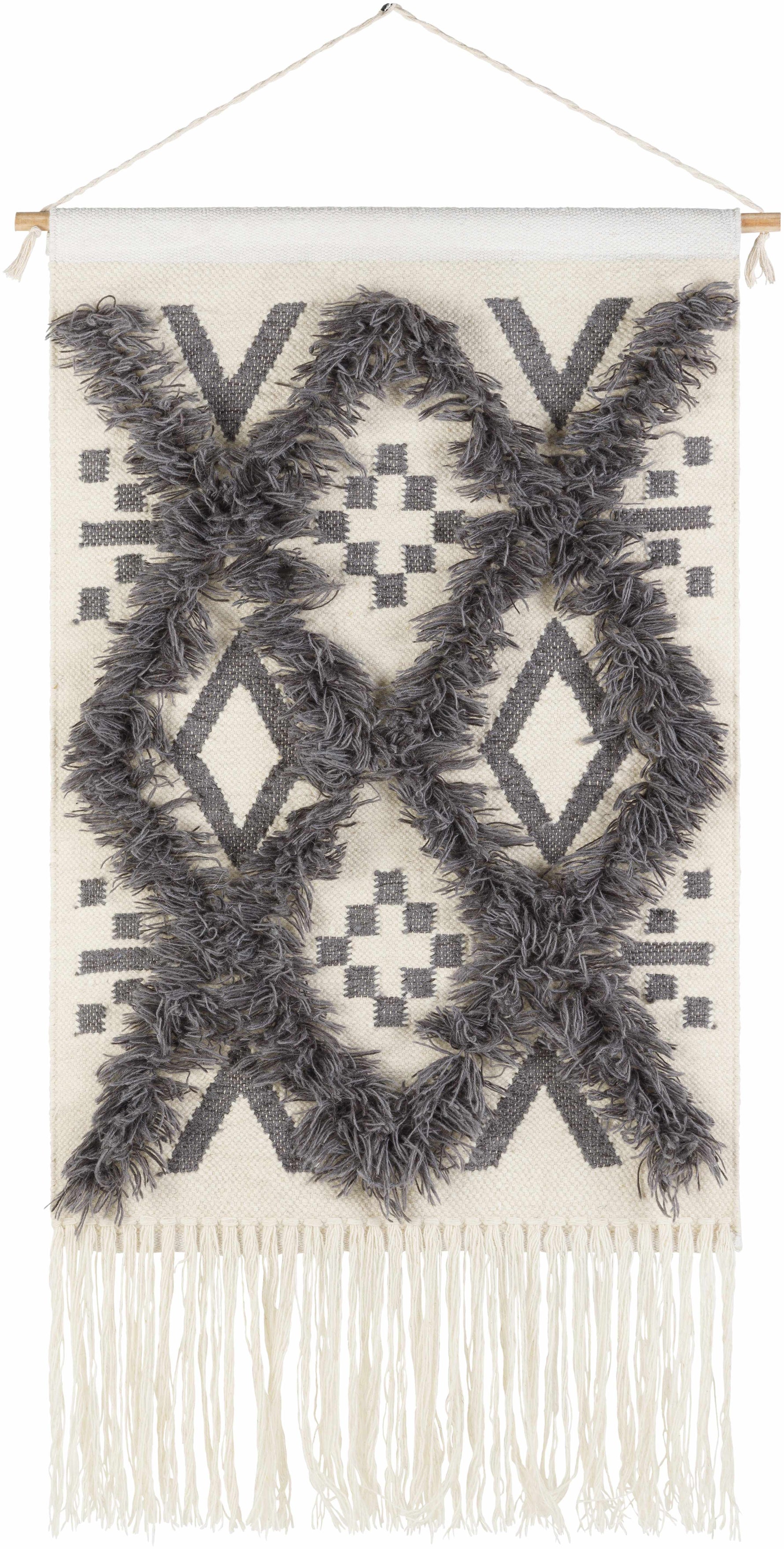 Chapelton Gray Geometric Textured Wall Hanging - Clearance